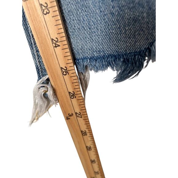 We The Free Jeans Womens 26 Mid Rise Destroyed Raw Hem Straight Crop Baggy Loose - Picture 13 of 14